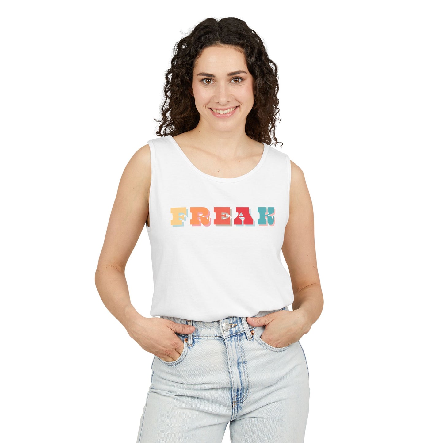 Calling all Freaks! This Unisex Tank features Retro Funky lettering Perfect as a Summer Tee, Festival Top, Casual Wear, Gifts for Friendly Freaks