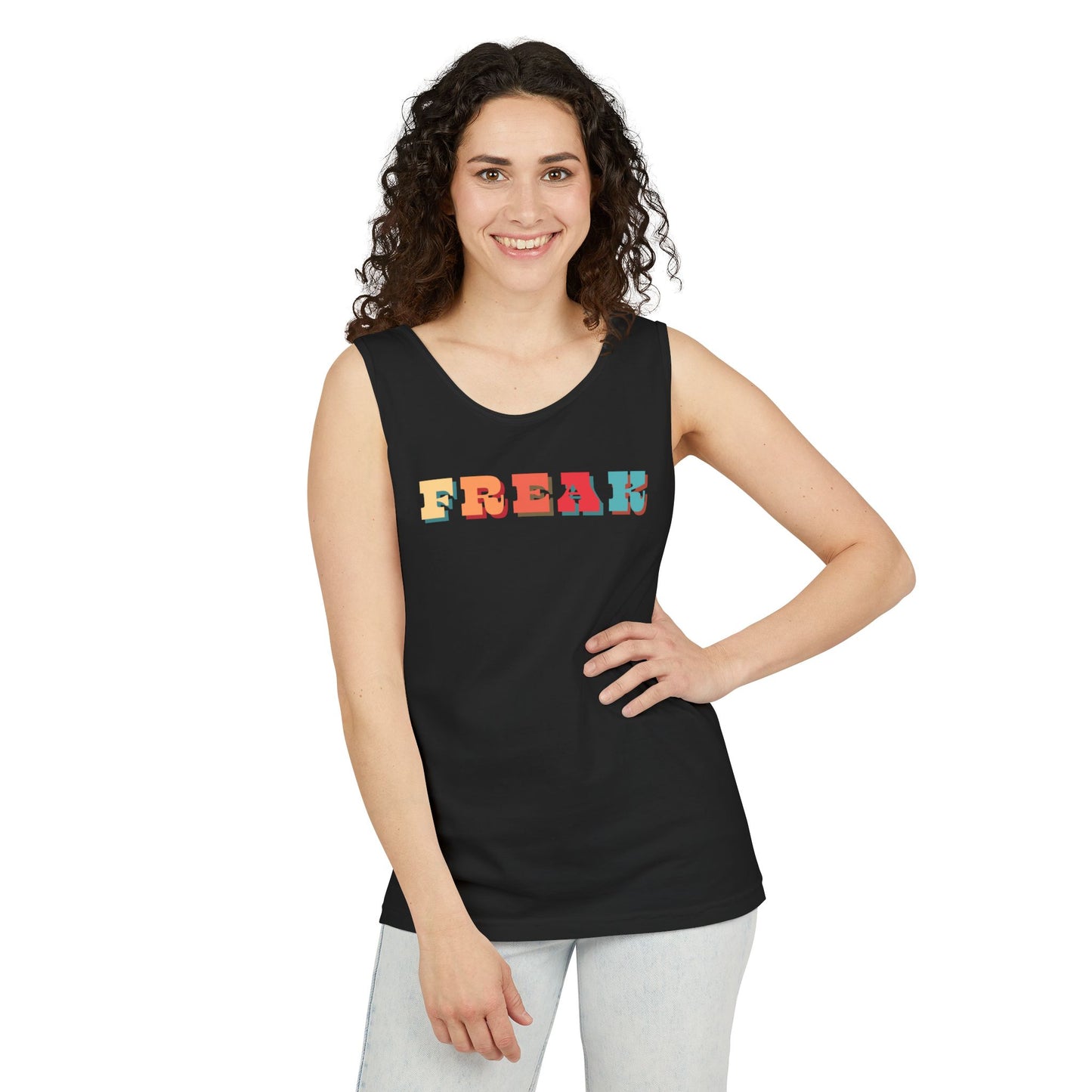 Calling all Freaks! This Unisex Tank features Retro Funky lettering Perfect as a Summer Tee, Festival Top, Casual Wear, Gifts for Friendly Freaks