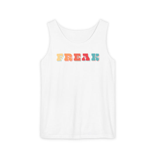 Calling all Freaks! This Unisex Tank features Retro Funky lettering Perfect as a Summer Tee, Festival Top, Casual Wear, Gifts for Friendly Freaks