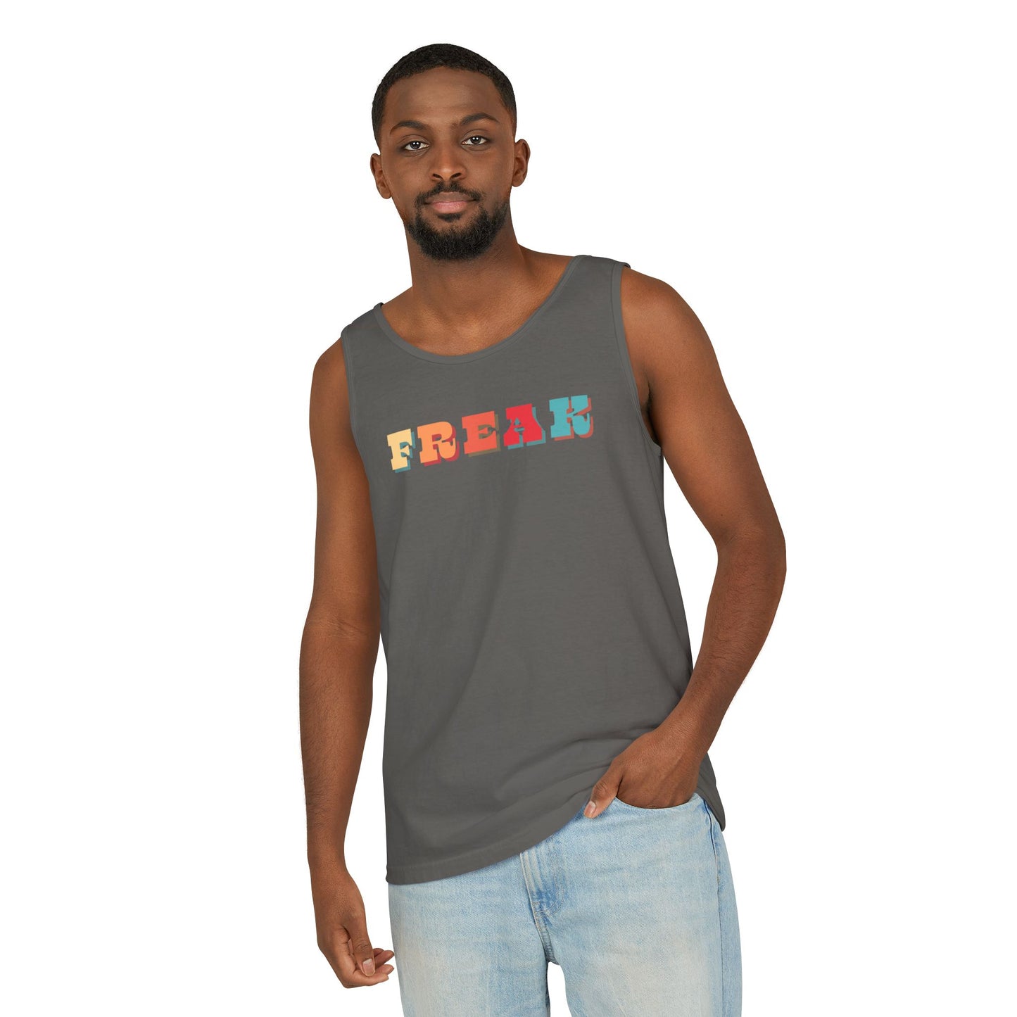 Calling all Freaks! This Unisex Tank features Retro Funky lettering Perfect as a Summer Tee, Festival Top, Casual Wear, Gifts for Friendly Freaks
