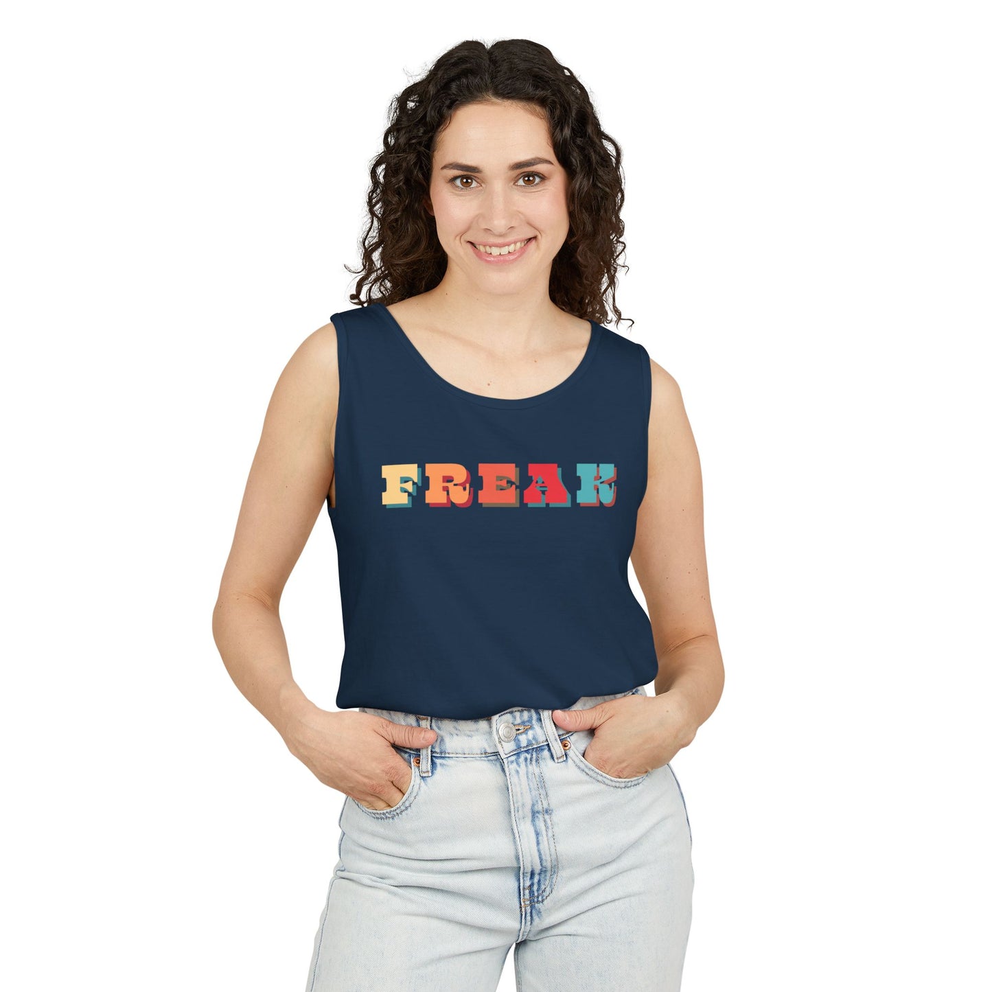 Calling all Freaks! This Unisex Tank features Retro Funky lettering Perfect as a Summer Tee, Festival Top, Casual Wear, Gifts for Friendly Freaks