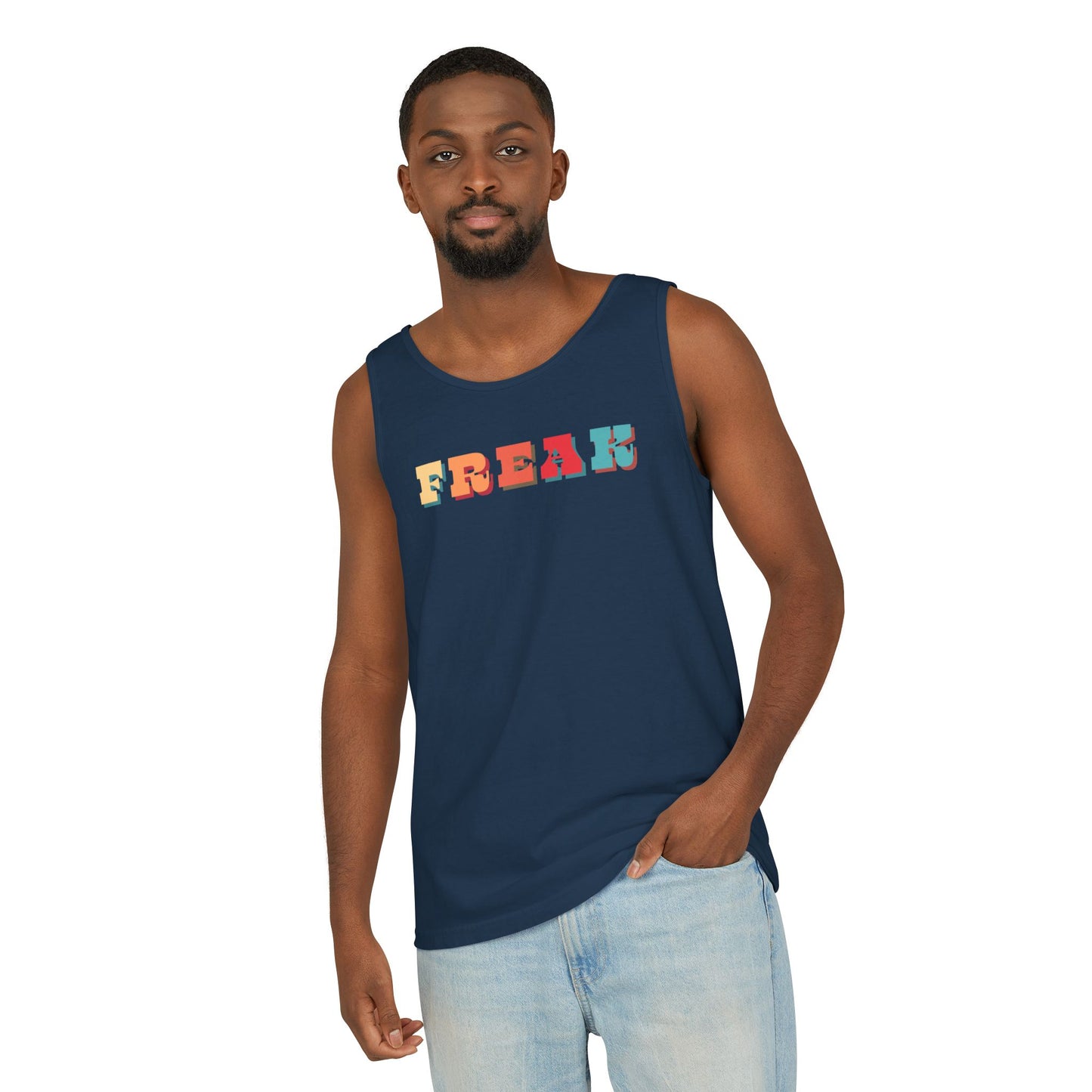 Calling all Freaks! This Unisex Tank features Retro Funky lettering Perfect as a Summer Tee, Festival Top, Casual Wear, Gifts for Friendly Freaks