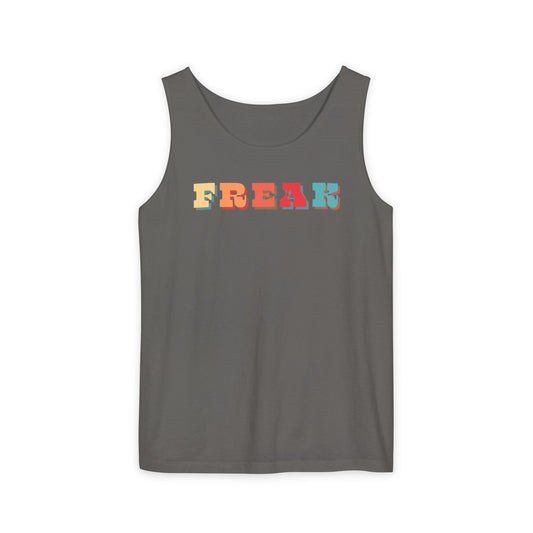 Calling all Freaks! This Unisex Tank features Retro Funky lettering Perfect as a Summer Tee, Festival Top, Casual Wear, Gifts for Friendly Freaks