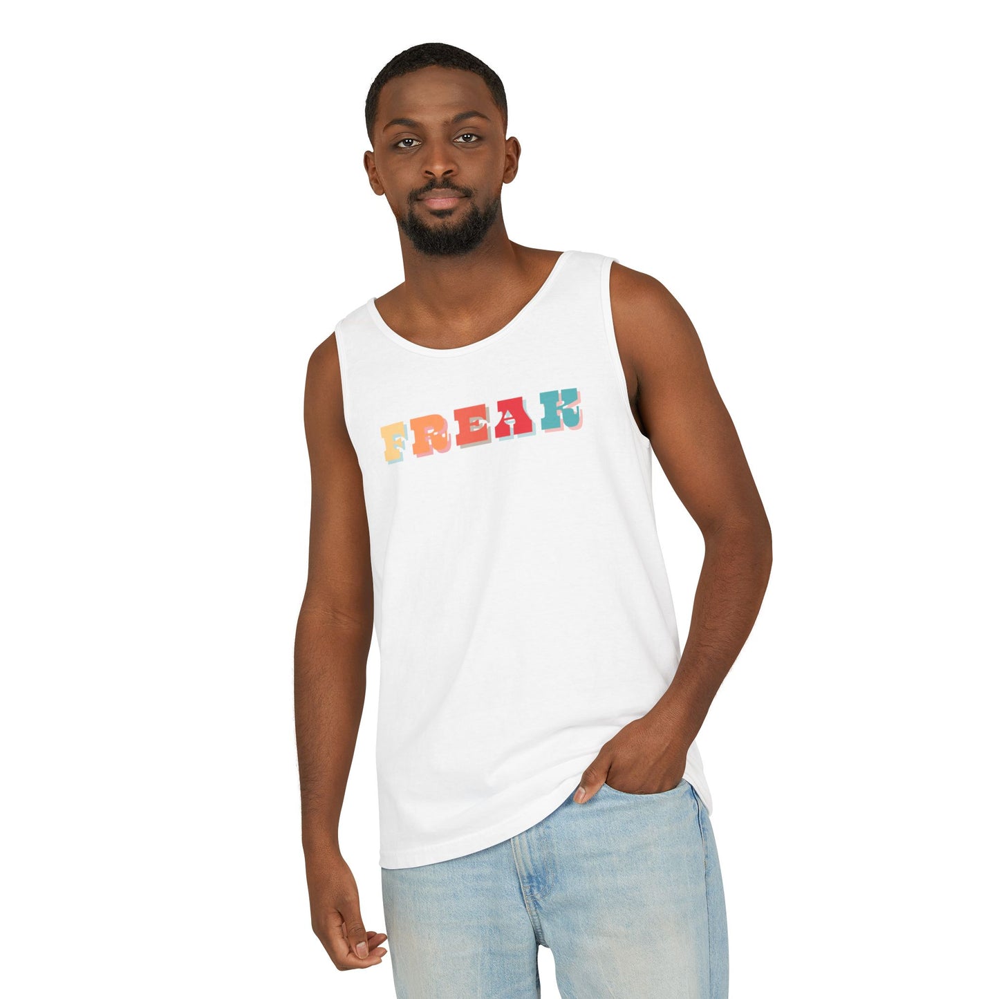 Calling all Freaks! This Unisex Tank features Retro Funky lettering Perfect as a Summer Tee, Festival Top, Casual Wear, Gifts for Friendly Freaks